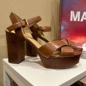 Michael Kors Brown Chunky Heels w/ Gold Accents - Women’s Size 9 - WELL LOVED